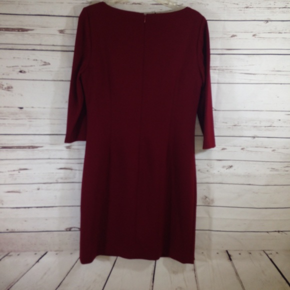 SOLD ~ Tahari Maroon Sleeve Sheath Dress Size 10 - Picture 6 of 7